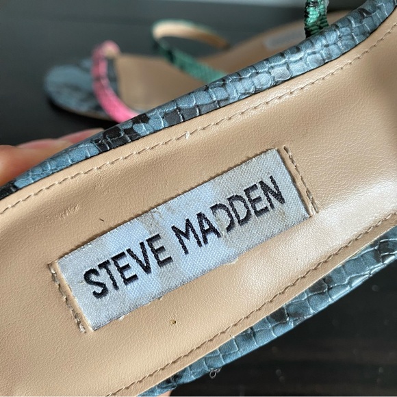 STEVE MADDEN snake skin print strappy open toe heels size 10M - Picture 10 of 15